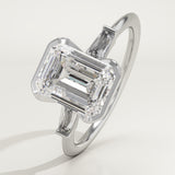 2.0 CT Emerald Cut Three Stone Half Bezel Lab-Grown Diamond Engagement Ring