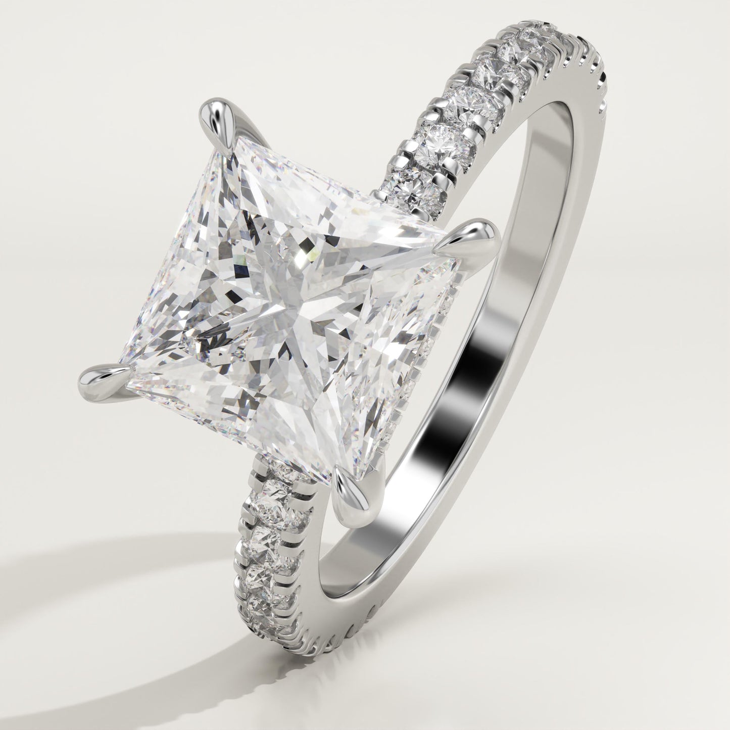 Princess Cut Hidden Halo & Pave Lab-Grown Diamond Engagement Ring