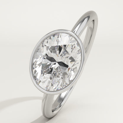 1.75 CT East West Oval Cut Solitaire Bezel Moissanite Engagement Ring