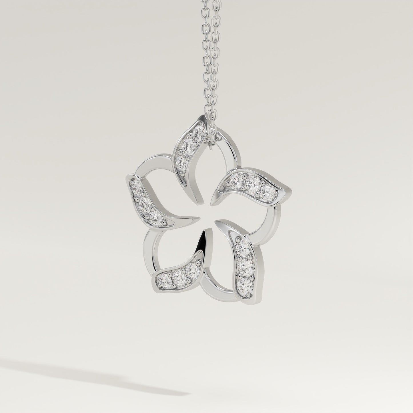 0.23 TCW Round Lab-Grown Diamond Flower Charm Necklace