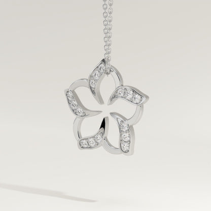 0.23 TCW Round Lab-Grown Diamond Flower Charm Necklace