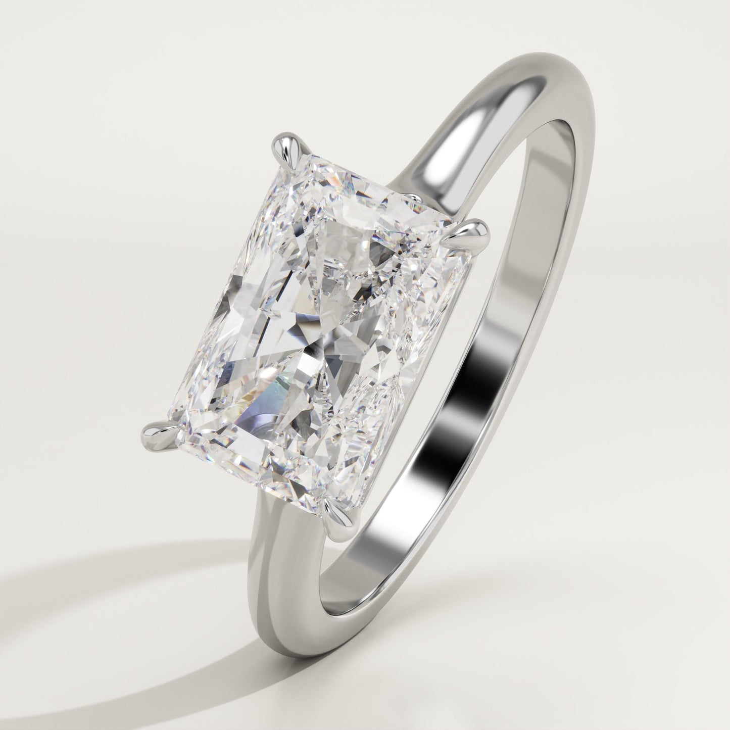 East West Radiant Cut Solitaire Lab-Grown Diamond Engagement Ring