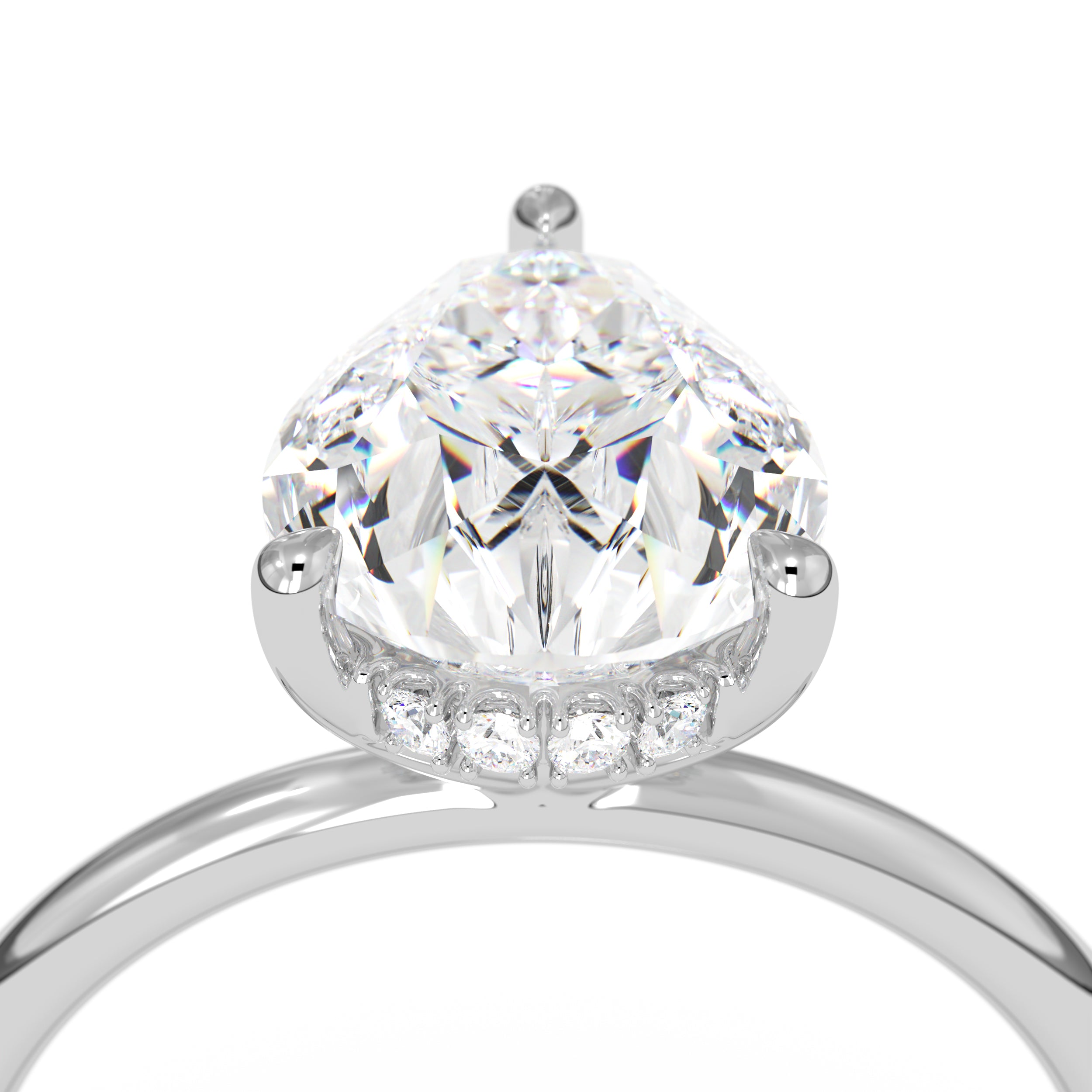 2.0 CT Pear Cut Hidden Halo Lab-Grown Diamond Engagement Ring