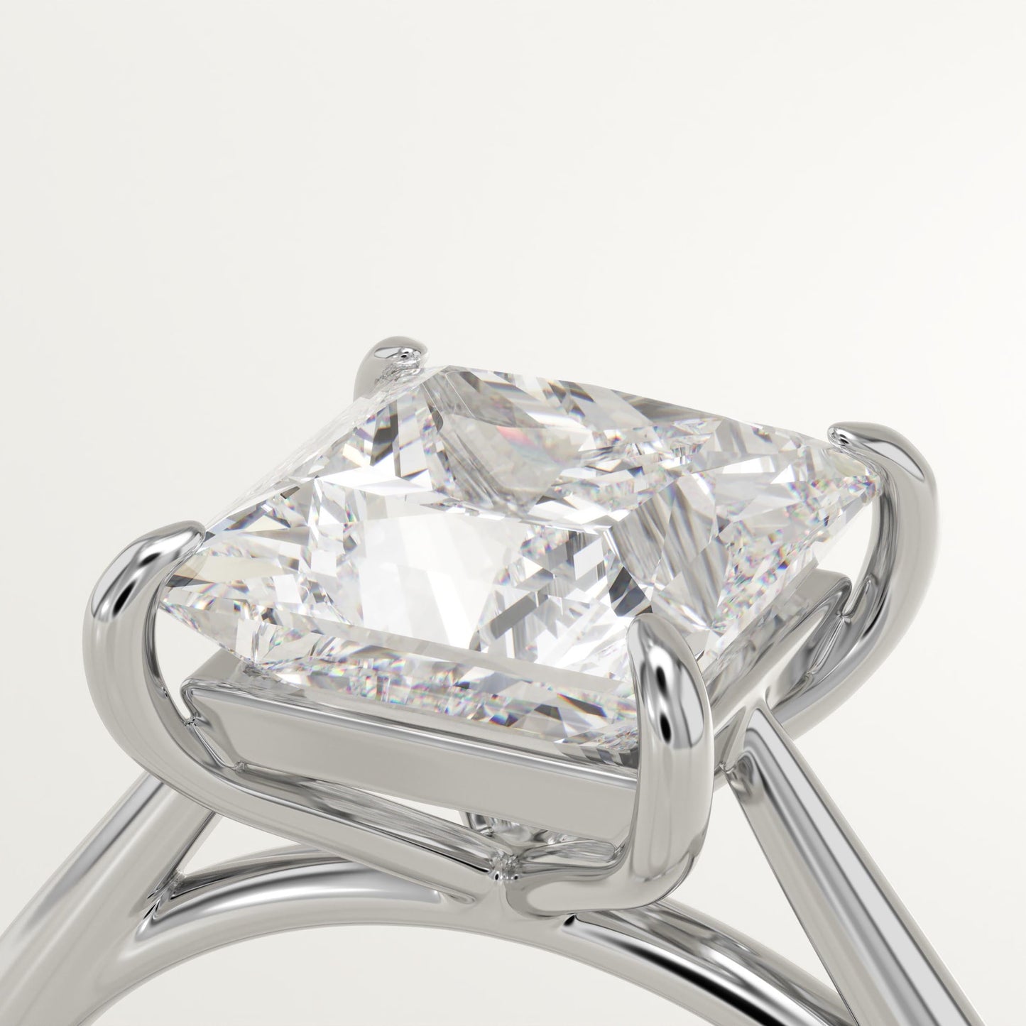 Princess Cut Solitaire Cathedral Lab-Grown Diamond Engagement Ring