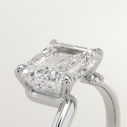 2 CT East West Emerald Cut Solitaire Moissanite Engagement Ring