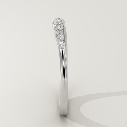 0.108 TCW Round Lab-Grown Diamond Curved Wedding Band