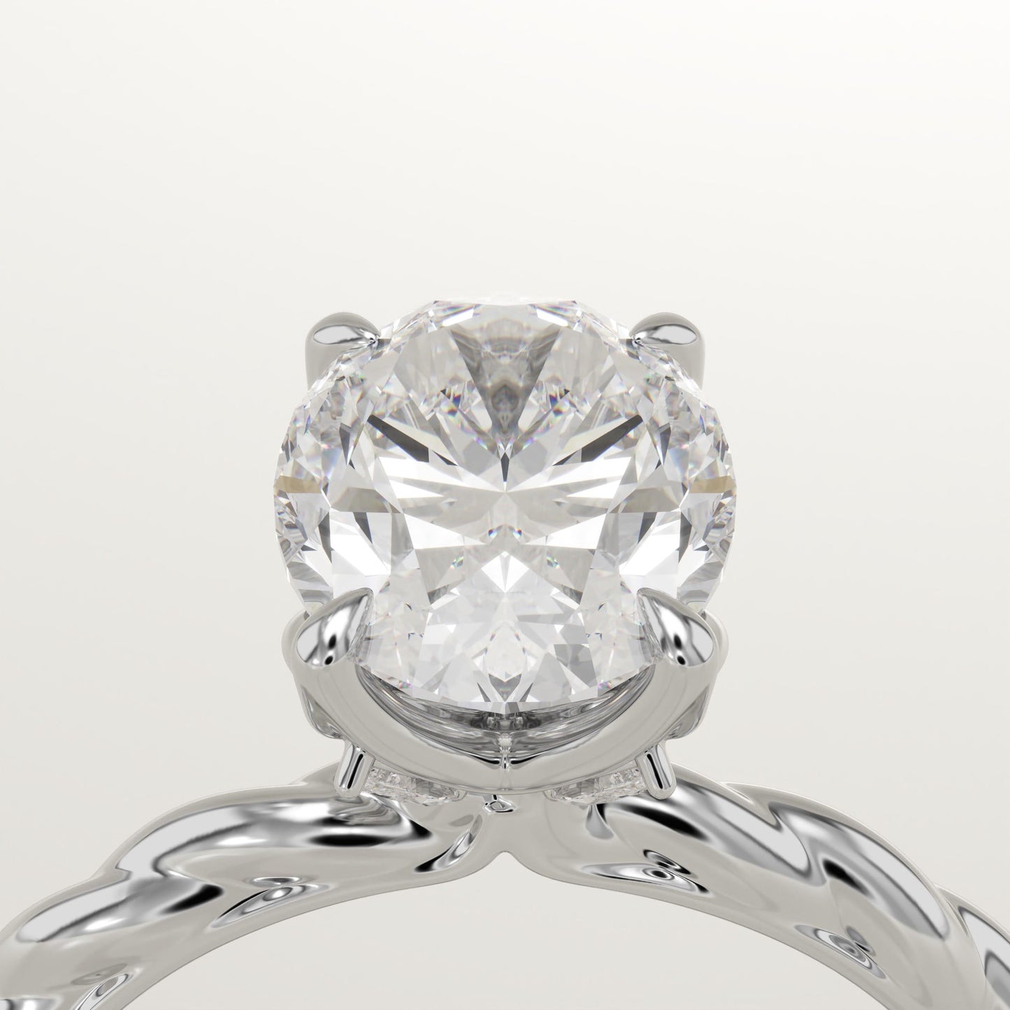 Oval Cut Twisted Shank Lab-Grown Diamond Engagement Ring