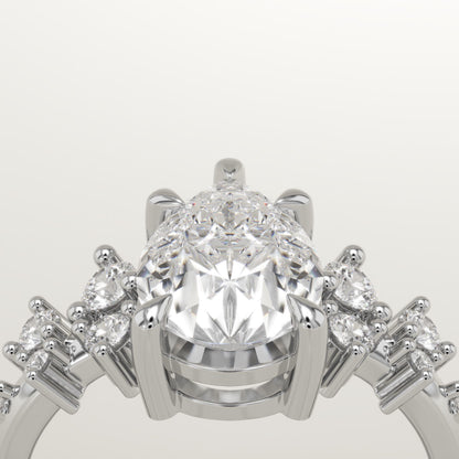 Pear Cut Cluster Lab-Grown Diamond Engagement Ring
