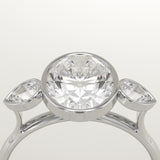 1.5 CT Oval Cut Three Stone Bezel Lab-Grown Diamond Engagement Ring