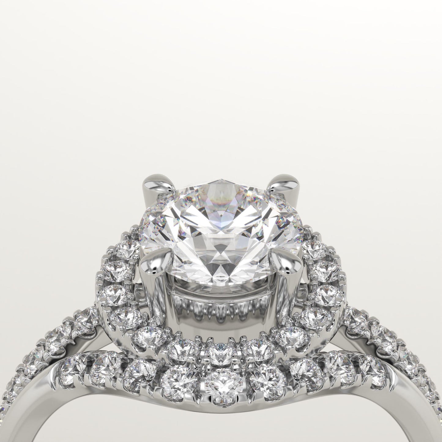 Round Cut Halo & Pave Lab-Grown Diamond Bridal Set