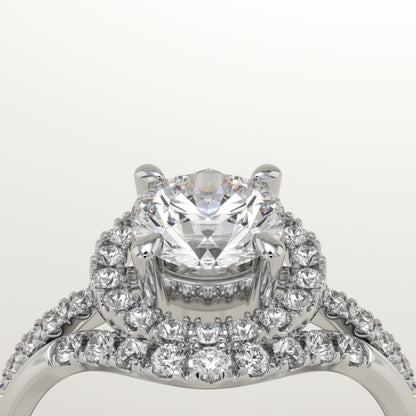 Round Cut Halo & Pave Lab-Grown Diamond Bridal Set