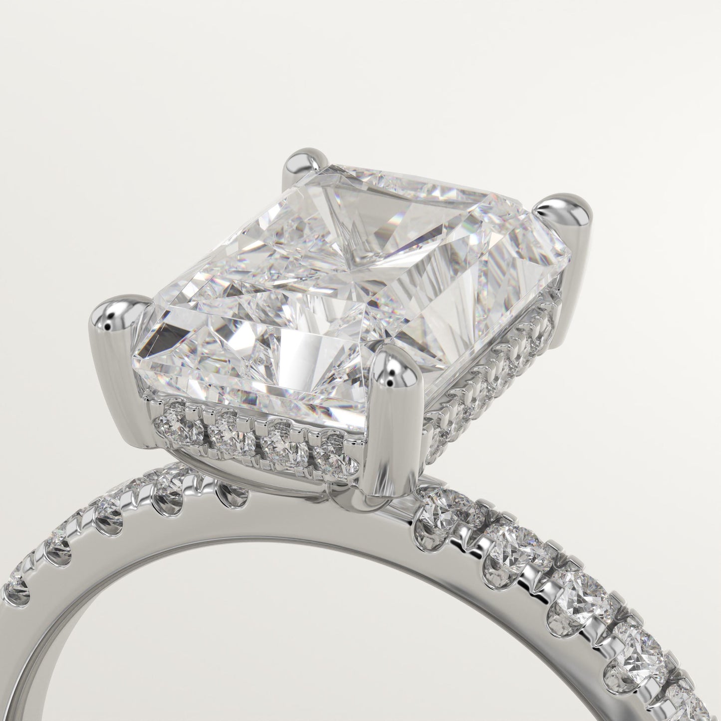 2 CT Radiant Cut Moissanite Pave Engagement Ring (US Size 6.5 Ready To Ship)