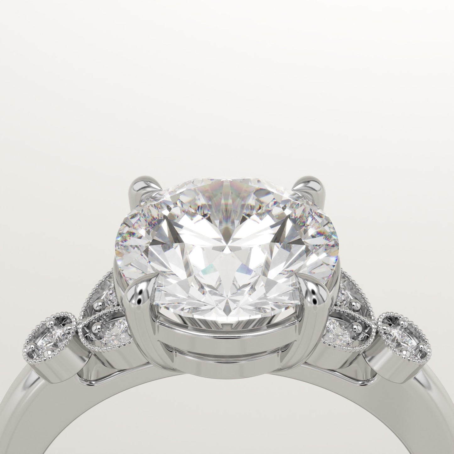 Round Cut Vintage Art Deco Lab-Grown Diamond Engagement Ring
