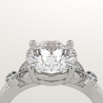 Round Cut Vintage Art Deco Lab-Grown Diamond Engagement Ring