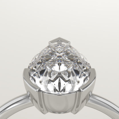 Pear Cut Half Bezel Lab-Grown Diamond Engagement Ring