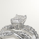 1.02 CT Emerald Cut Pave & Twisted Shank Lab-Grown Diamond Bridal Set