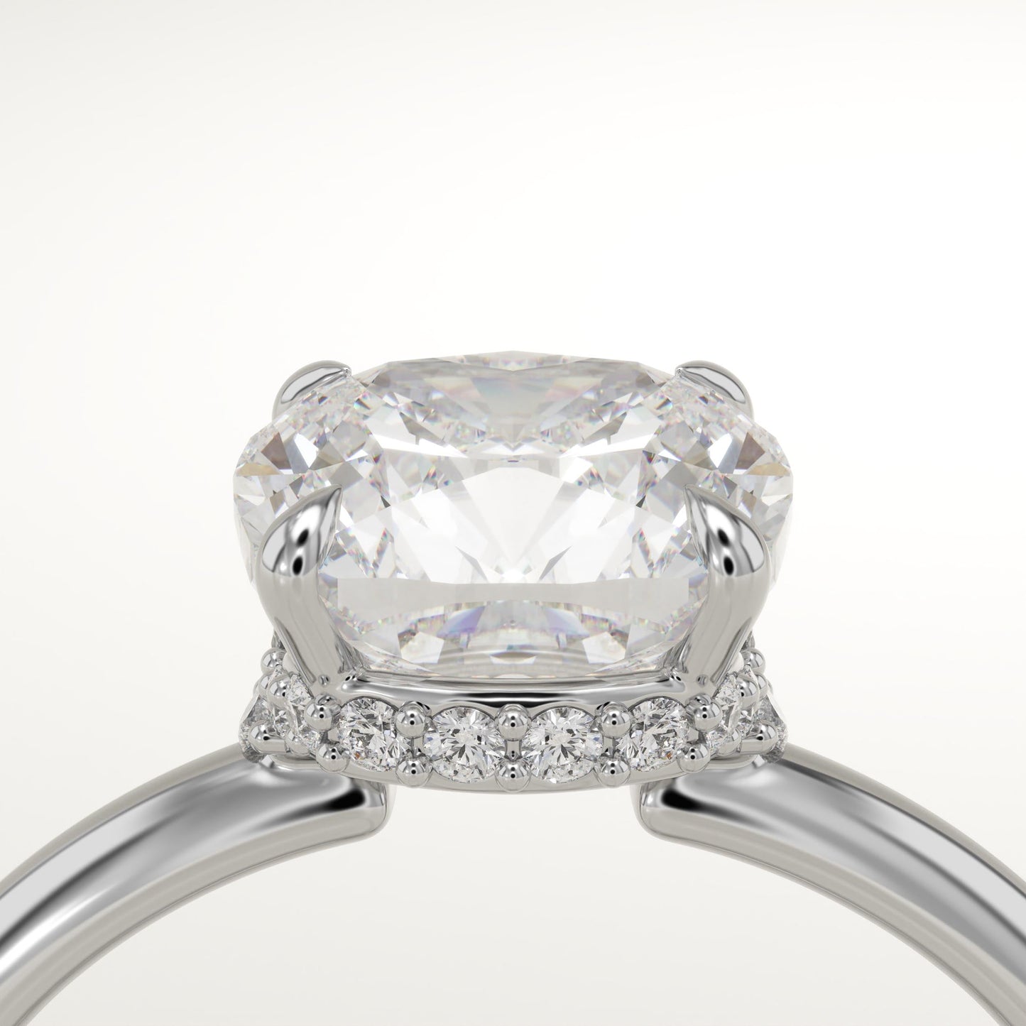 1.75 CT Cushion Cut Hidden Halo Moissanite Engagement Ring