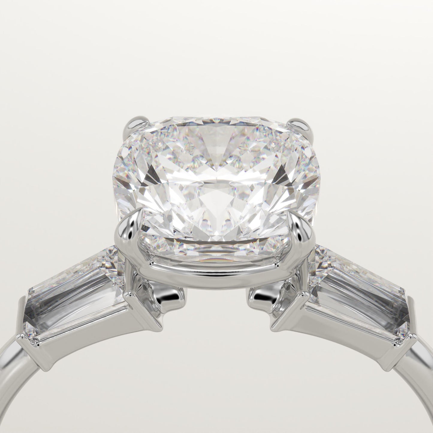 1.75 CT Cushion Cut Three Stone Moissanite Engagement Ring