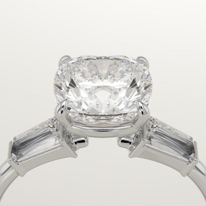 1.75 CT Cushion Cut Three Stone Moissanite Engagement Ring
