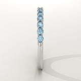 0.33 TCW Round Shaped March-Aquamarine Birthstone Wedding Band