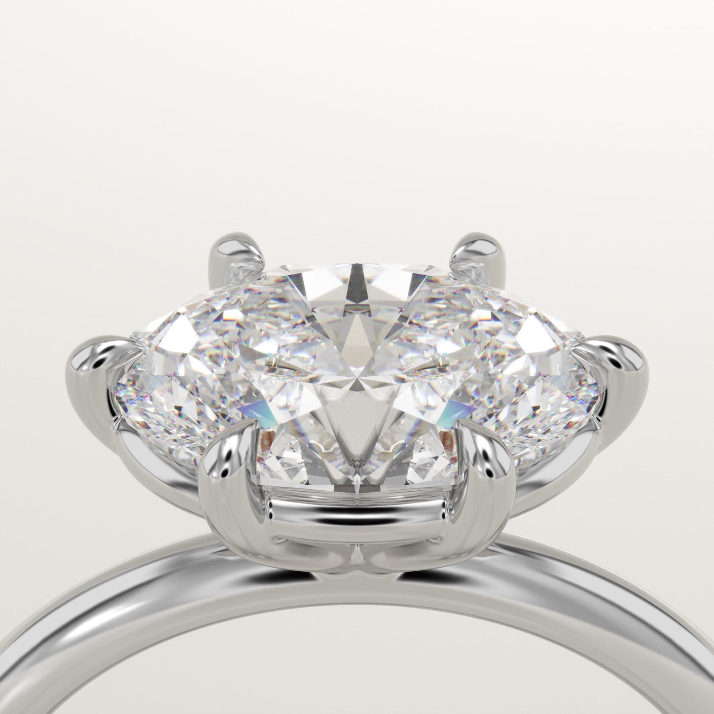 East West Oval Cut Solitaire Lab-Grown Diamond Engagement Ring