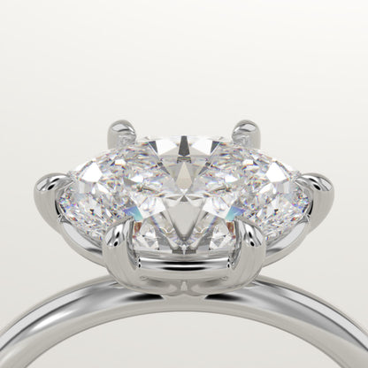 East West Oval Cut Solitaire Lab-Grown Diamond Engagement Ring