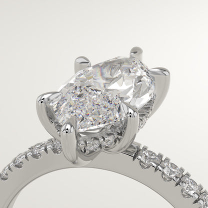 Marquise Cut Hidden Halo & Pave Lab-Grown Diamond Engagement Ring