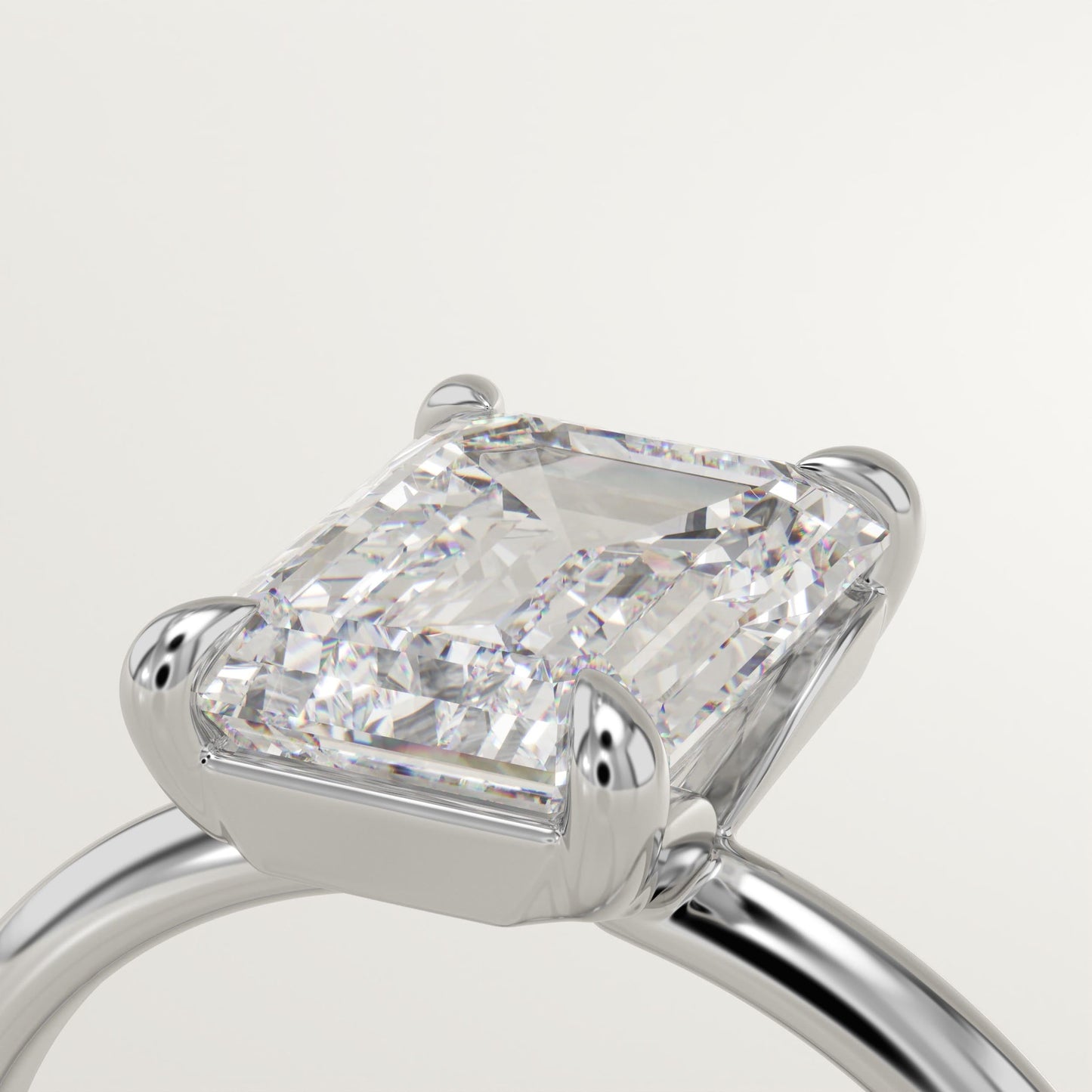 2 CT Emerald Cut Solitaire Moissanite Engagement Ring