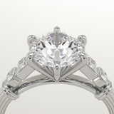 2.0 CT Round Cut Cluster Lab-Grown Diamond Engagement Ring