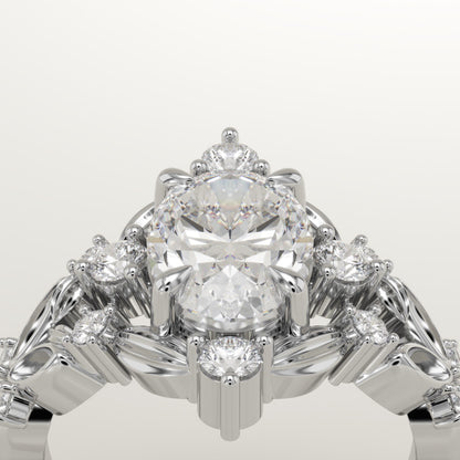 Oval Cut Nature Inspired Lab-Grown Diamond Engagement Ring