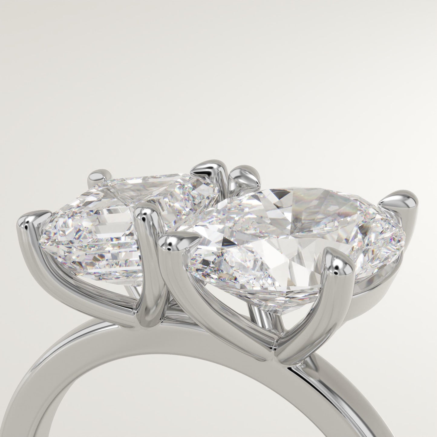 3.75 TCW Asscher & Oval Cut Toi Et Moi Lab-Grown Diamond Engagement Ring