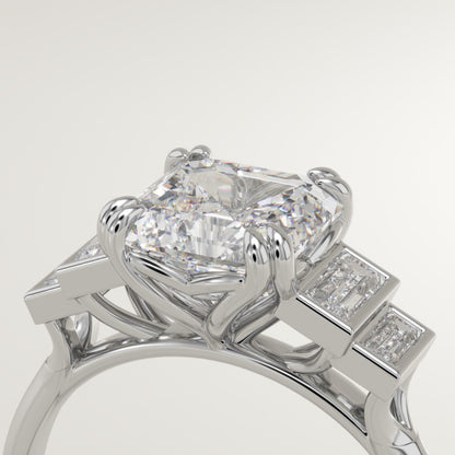 Asscher Cut Cluster Lab-Grown Diamond Engagement Ring