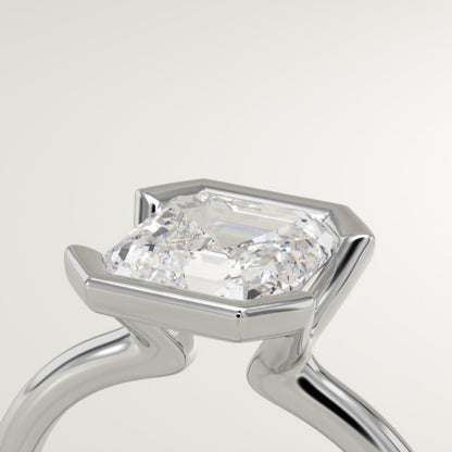 Asscher Cut Half Bezel Lab-Grown Diamond Engagement Ring