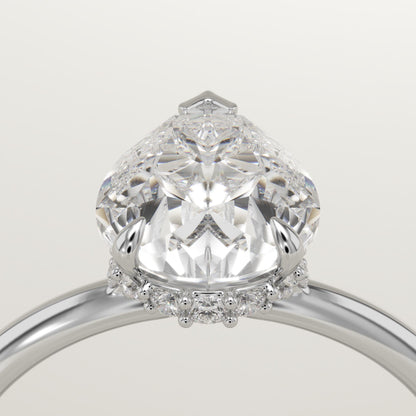 1.5 CT Pear Cut Hidden Halo Moissanite Engagement Ring