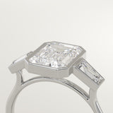 2.0 CT Emerald Cut Three Stone Bezel Lab-Grown Diamond Engagement Ring