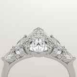 2.0 CT Pear Cut Cluster Lab-Grown Diamond Engagement Ring