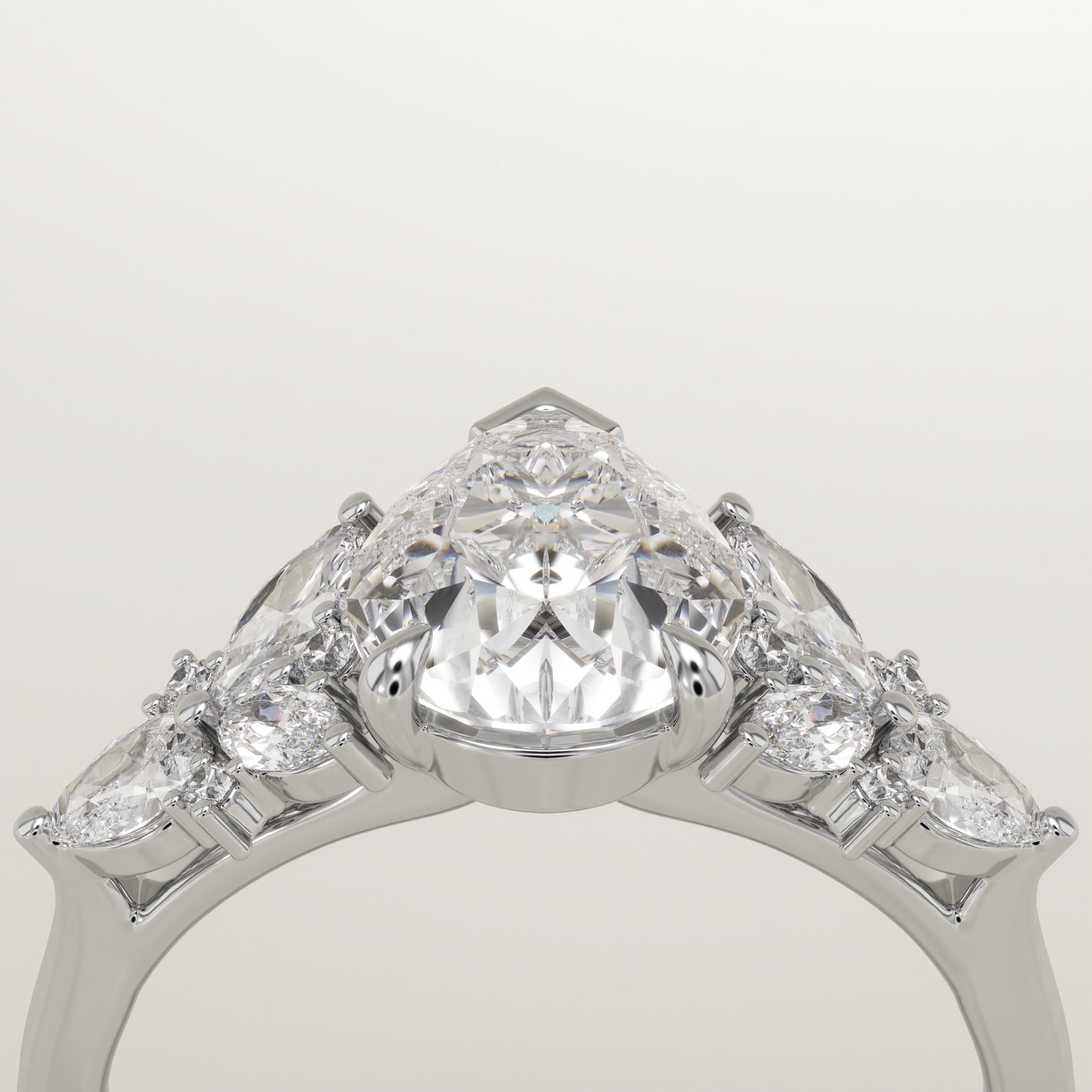 2.0 CT Pear Cut Cluster Lab-Grown Diamond Engagement Ring