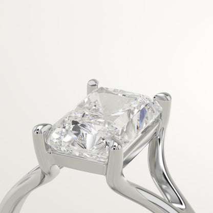 Radiant Cut Solitaire Split Shank Lab-Grown Diamond Engagement Ring
