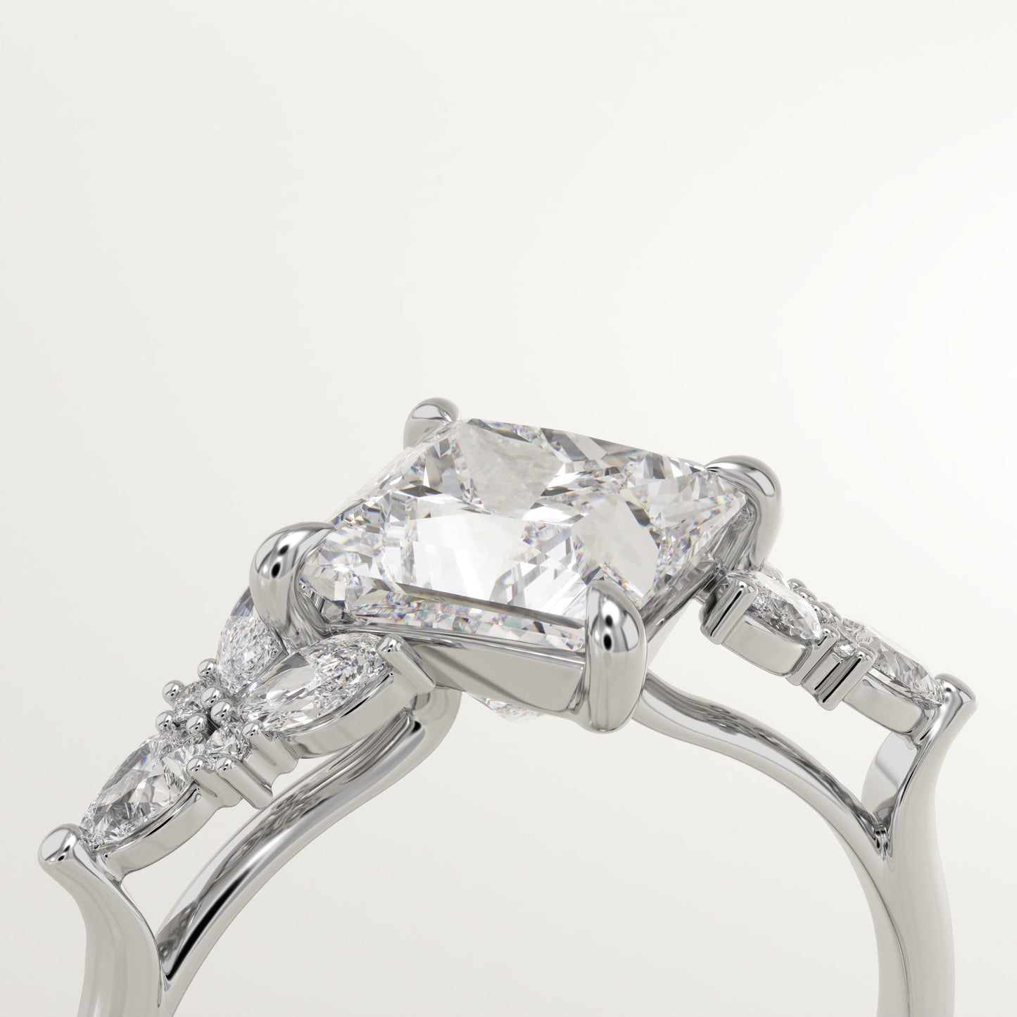 Princess Cut Cluster Lab-Grown Diamond Engagement Ring