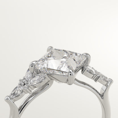 Princess Cut Cluster Lab-Grown Diamond Engagement Ring