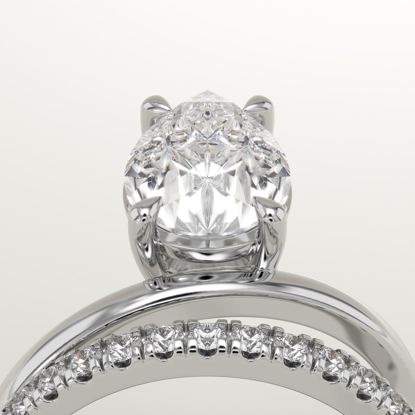 Pear Cut Pave Lab-Grown Diamond Engagement Ring