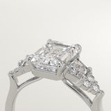 2.0 CT Emerald Cut Cluster Lab-Grown Diamond Engagement Ring