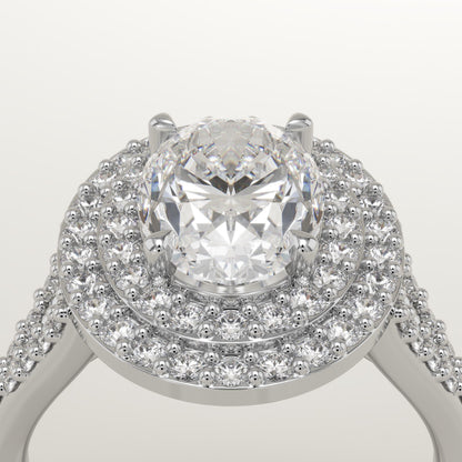 Oval Cut Double Halo & Pave Lab-Grown Diamond Engagement Ring