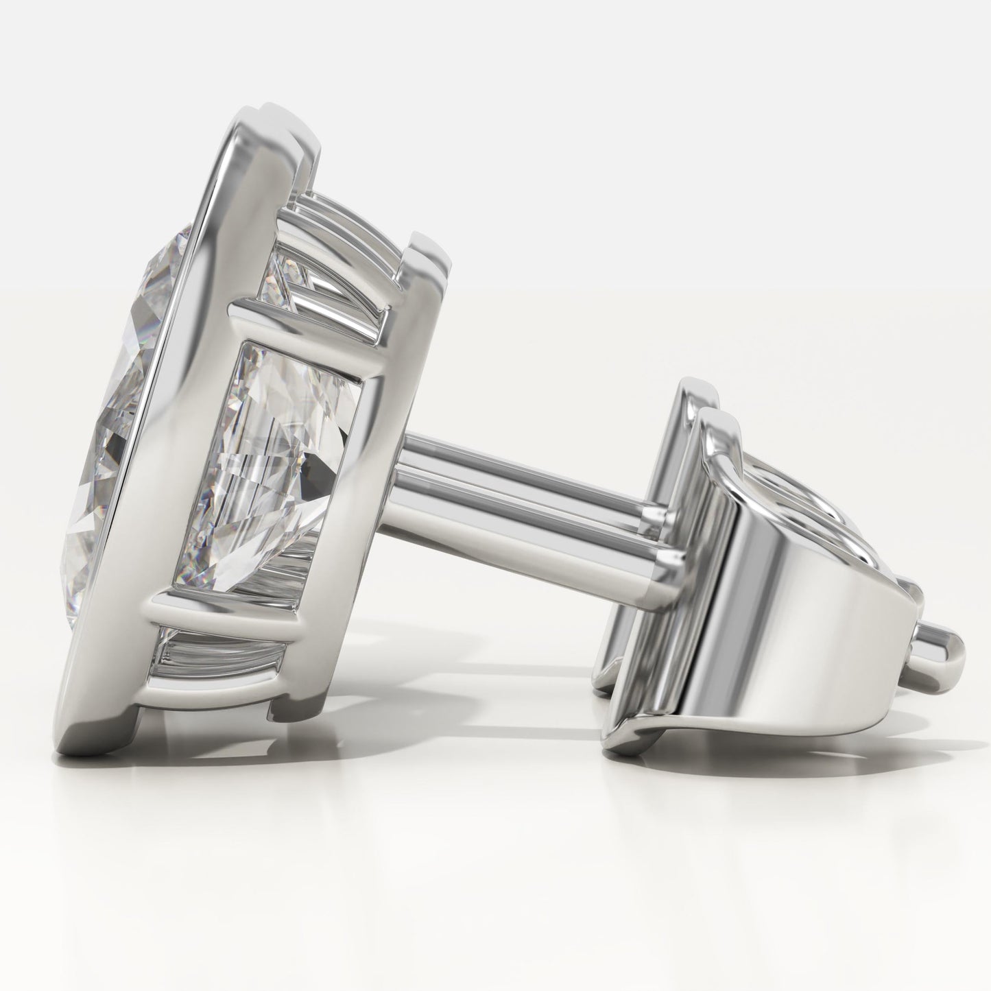 1 TCW Oval Bezel Lab-Grown Diamond Stud Earrings
