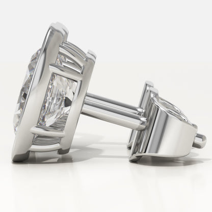 1 TCW Oval Bezel Lab-Grown Diamond Stud Earrings