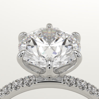 Round Cut Pave Lab-Grown Diamond Engagement Ring