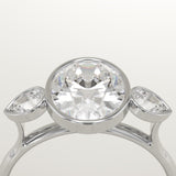 1.5 CT Oval Cut Three Stone Bezel Lab-Grown Diamond Engagement Ring