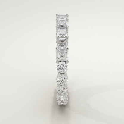 2 TCW Round & Asscher Moissanite Full Eternity Wedding Band (US Size 9 Ready To Ship)