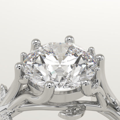 Round Cut Nature Inspired Lab-Grown Diamond Engagement Ring