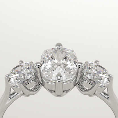 Elongated Cushion Cut Three Stone Lab-Grown Diamond Engagement Ring